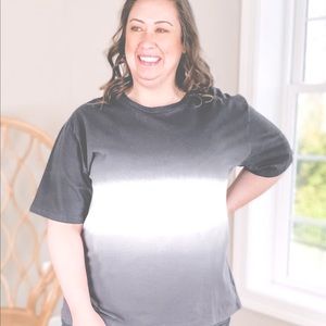 Zenana Dip Dye Ombre Boyfriend Tee Top.